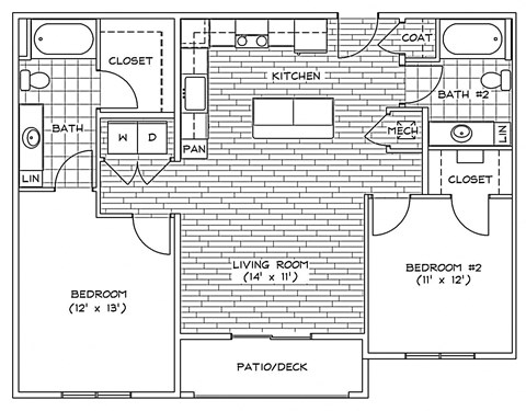 B2 Floor Plan at Piazza on West Pine, Saint Louis, MO, 63108